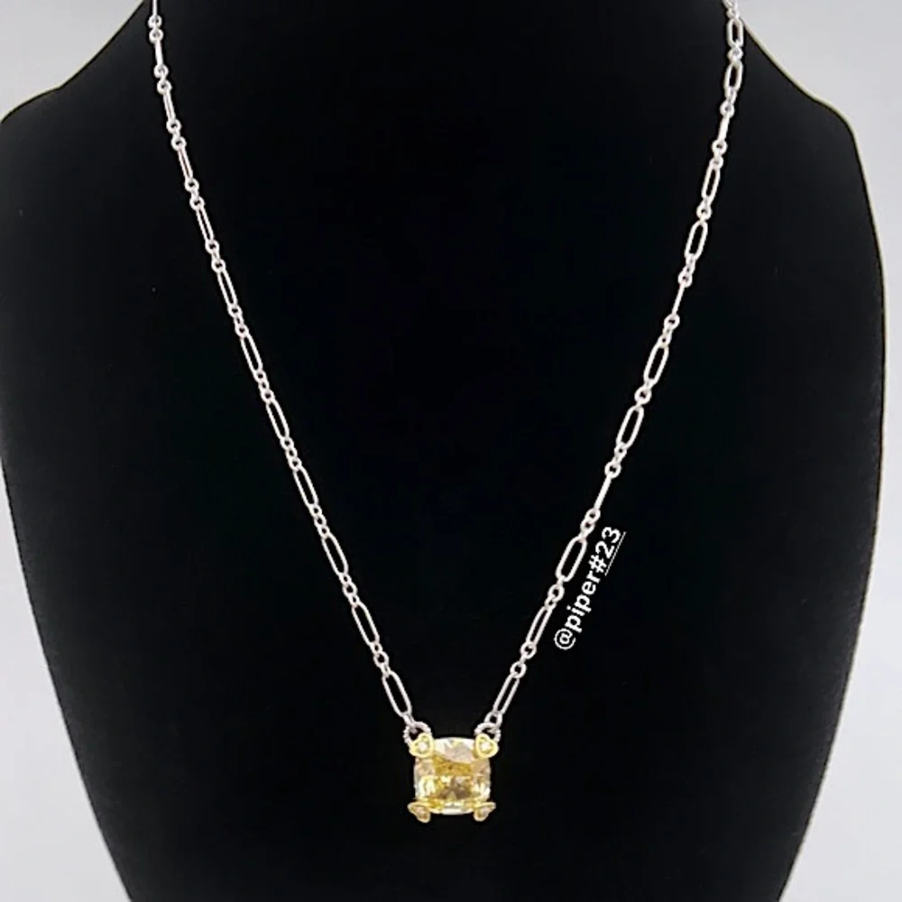 Judith Ripka Canary Crystal & Diamond JR TWO Linen Pendant Fancy-link Necklace - Picture 5 of 12